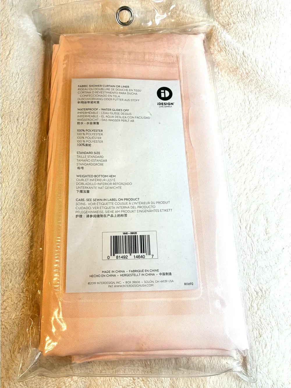 iDesign Pink Fabric Shower Curtain or Liner